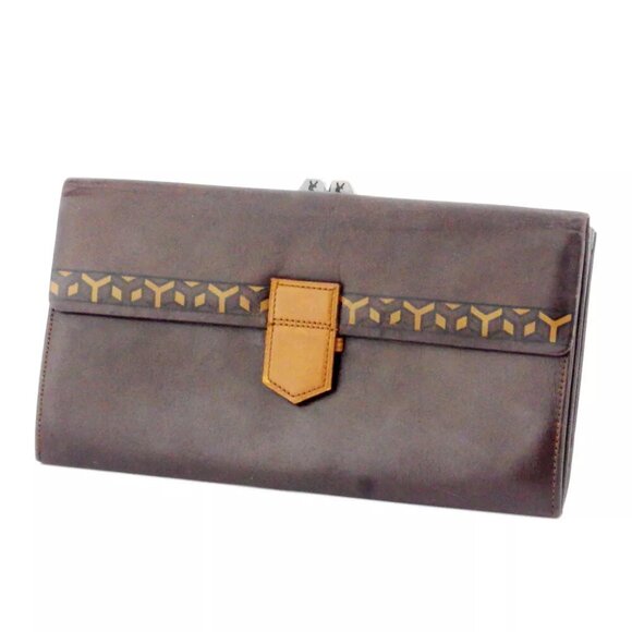 SAINT LAURENT purse Y mark beige leather Authentic used